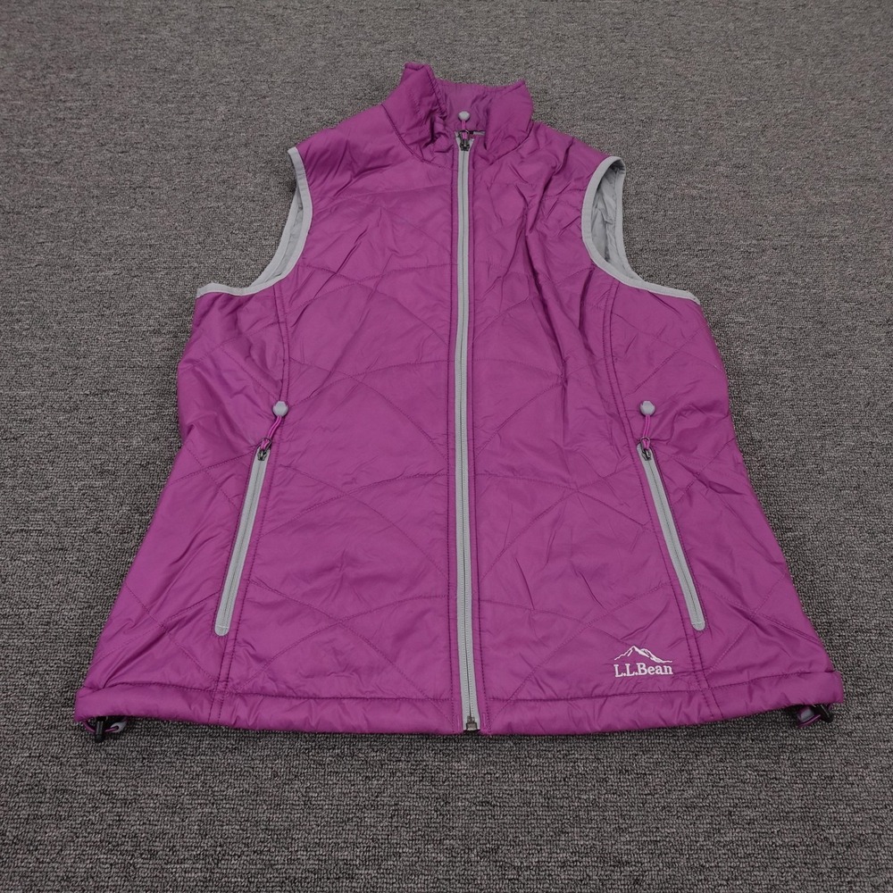 L.L.Bean Vest Womens Medium Pink Quilted Full Zip Lightweight Outdoor Insulated